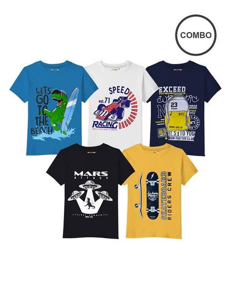 pack of 5 printed crew-neck t-shirts