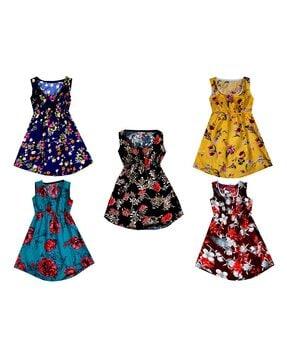 pack of 5 printed fit & flare dress