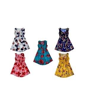 pack of 5 printed fit & flare dress