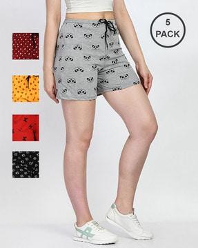 pack of 5 printed high-rise shorts