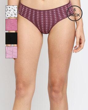 pack of 5 printed hipster panties