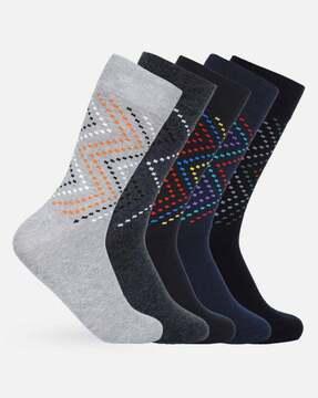 pack of 5 printed mid-calf length socks