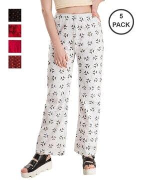 pack of 5 printed relaxed fit palazzos