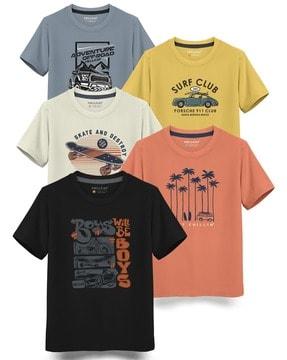 pack of 5 printed round-neck t-shirt