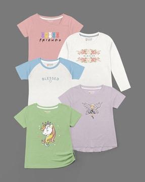 pack of 5 printed round-neck t-shirts