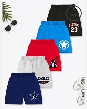 pack of 5 regular fit typographic print shorts