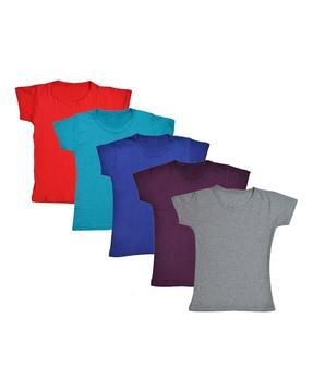 pack of 5 solid round-neck t-shirts