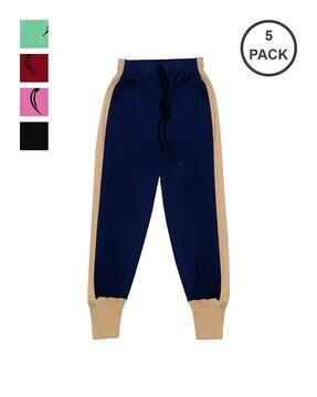 pack of 5 solid straight joggers