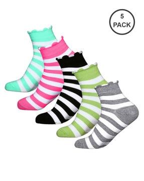 pack of 5 striped ankle-length socks