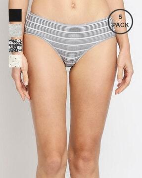 pack of 5 striped hipsters with elasticated waist