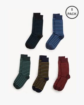 pack of 5 striped mid-calf length socks