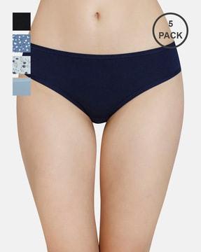 pack of 5 three-fourth coverage low-rise bikini panties - ppk35302