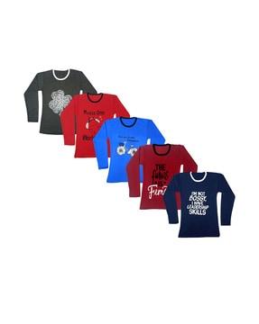 pack of 5 typographic print round-neck t-shirts