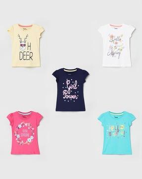 pack of 5 typographic print t-shirt