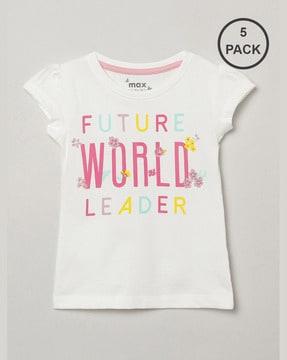 pack of 5 typographic print tops