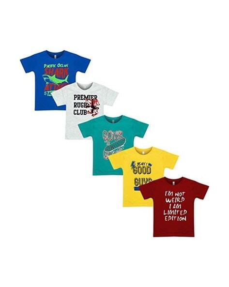 pack of 5 typography print t-shirt