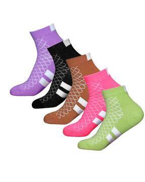 pack of 5 women geometric print ankle-length socks