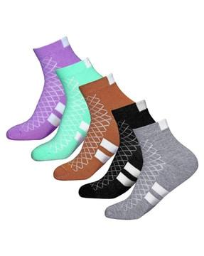pack of 5 women geometric print ankle-length socks