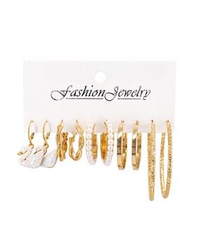 pack of 5 women gold-plated hoop earrings