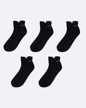 pack of 5 women logo print ankle-length socks