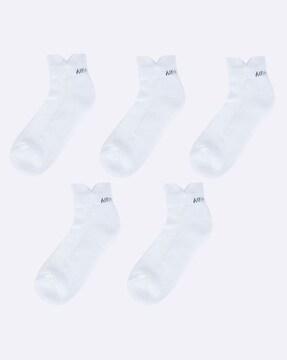 pack of 5 women logo print ankle-length socks