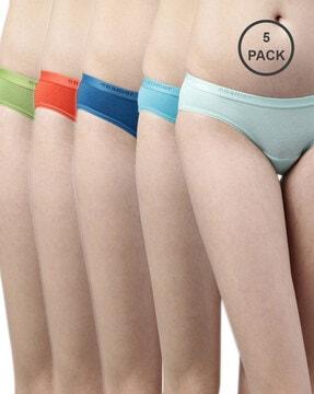 pack of 5 women low rise bikinis with elasticated waist