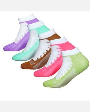 pack of 5 women printed ankle-length socks