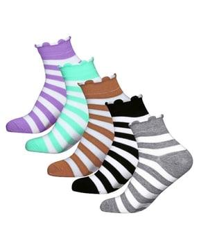 pack of 5 women striped ankle-length socks