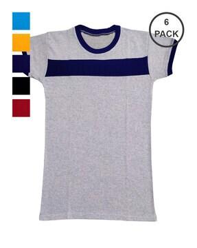 pack of 6 colourblock round-neck t-shirts