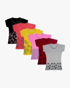 pack of 6 floral print round-neck t-shirt