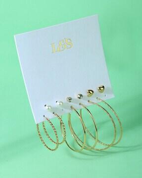 pack of 6 gold-plated hoop & studs earrings