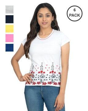 pack of 6 graphic print crew-neck t-shirts