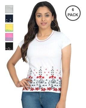 pack of 6 graphic print crew-neck t-shirts