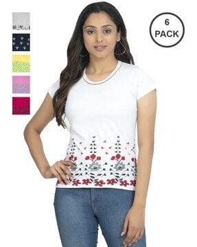 pack of 6 graphic print crew-neck t-shirts