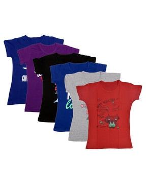 pack of 6 graphic print relaxed fit t-shirt