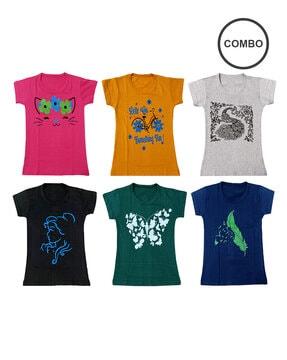 pack of 6 graphic print round-neck t-shirts