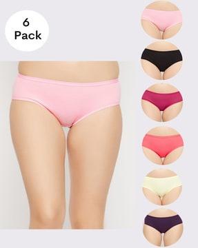 pack of 6 low-rise hipster panties with elasticated waistband