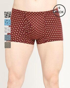 pack of 6 men micro print trunks with elasticated waist