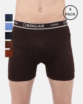 pack of 6 men typographic print trunks with elasticated waist