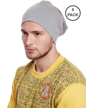 pack of 6 printed beanies