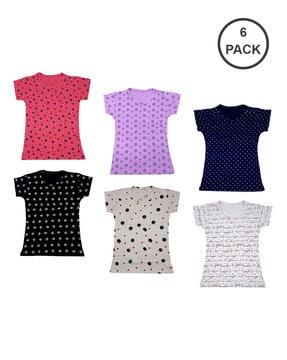 pack of 6 printed round-neck t-shirts