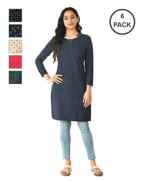 pack of 6 printed straight kurtis & tunics