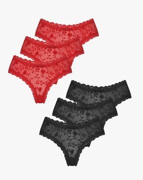 pack of 6 v-shaped mesh brazilian panties