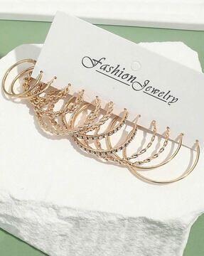 pack of 6 women gold-plated hoop earrings