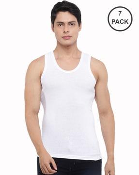 pack of 7 - solid sleeveless vest