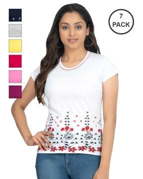 pack of 7 graphic print crew-neck t-shirts