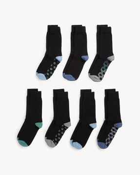 pack of 7 knitted mid-calf length socks
