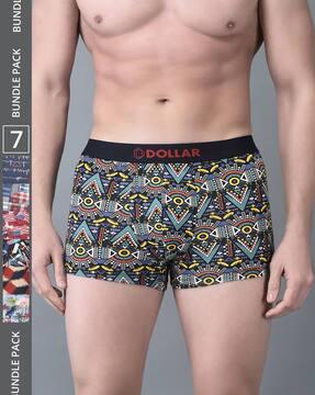 pack of 7 men combed cotton trendy printed trunks