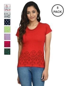 pack of 8 graphic print crew-neck t-shirts