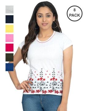 pack of 8 graphic print crew-neck t-shirts